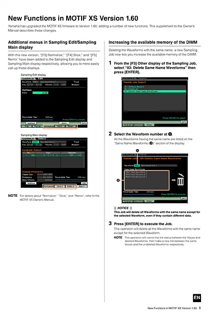 yamaha雅马哈MOTIF XS6_MOTIF XS7_MOTIF XS8 New Functions in MOTIF XS V1.60